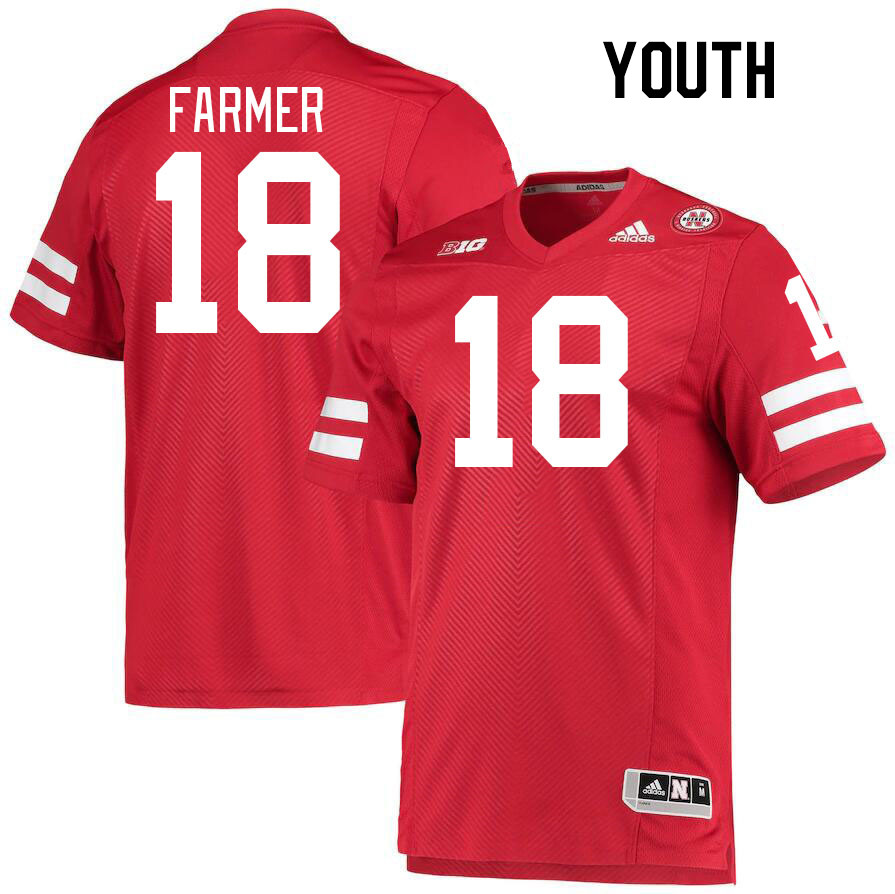 Youth #18 Myles Farmer Nebraska Cornhuskers College Football Jerseys Stitched Sale-Red